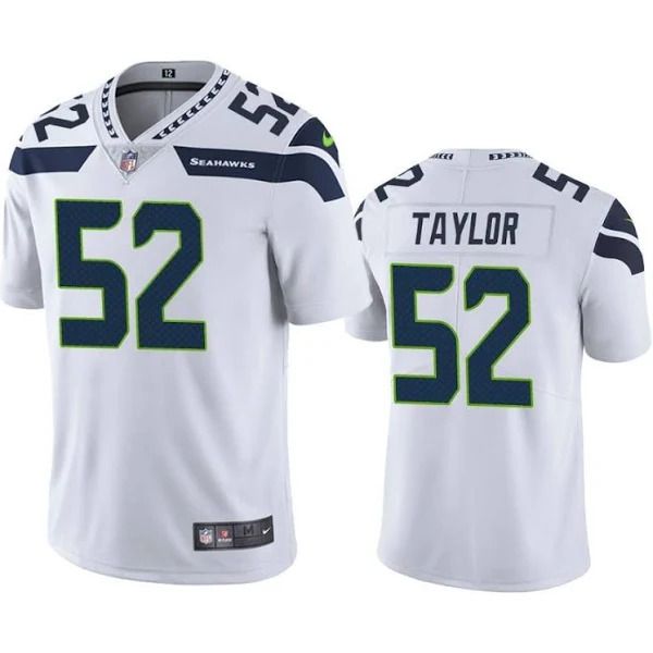 Men Seattle Seahawks #52 Darrell Taylor Nike White Vapor Limited NFL Jersey